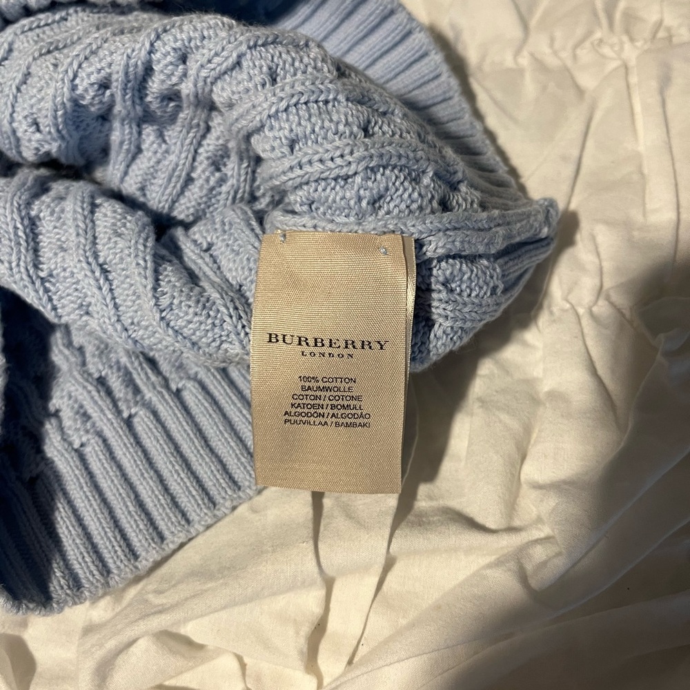 Burberry Light Blue Cable Knit Turtleneck Sweater - Picture 5 of 6